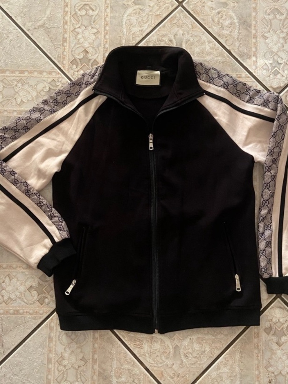 Gucci Black Jacket with Cream Sleeve Panels